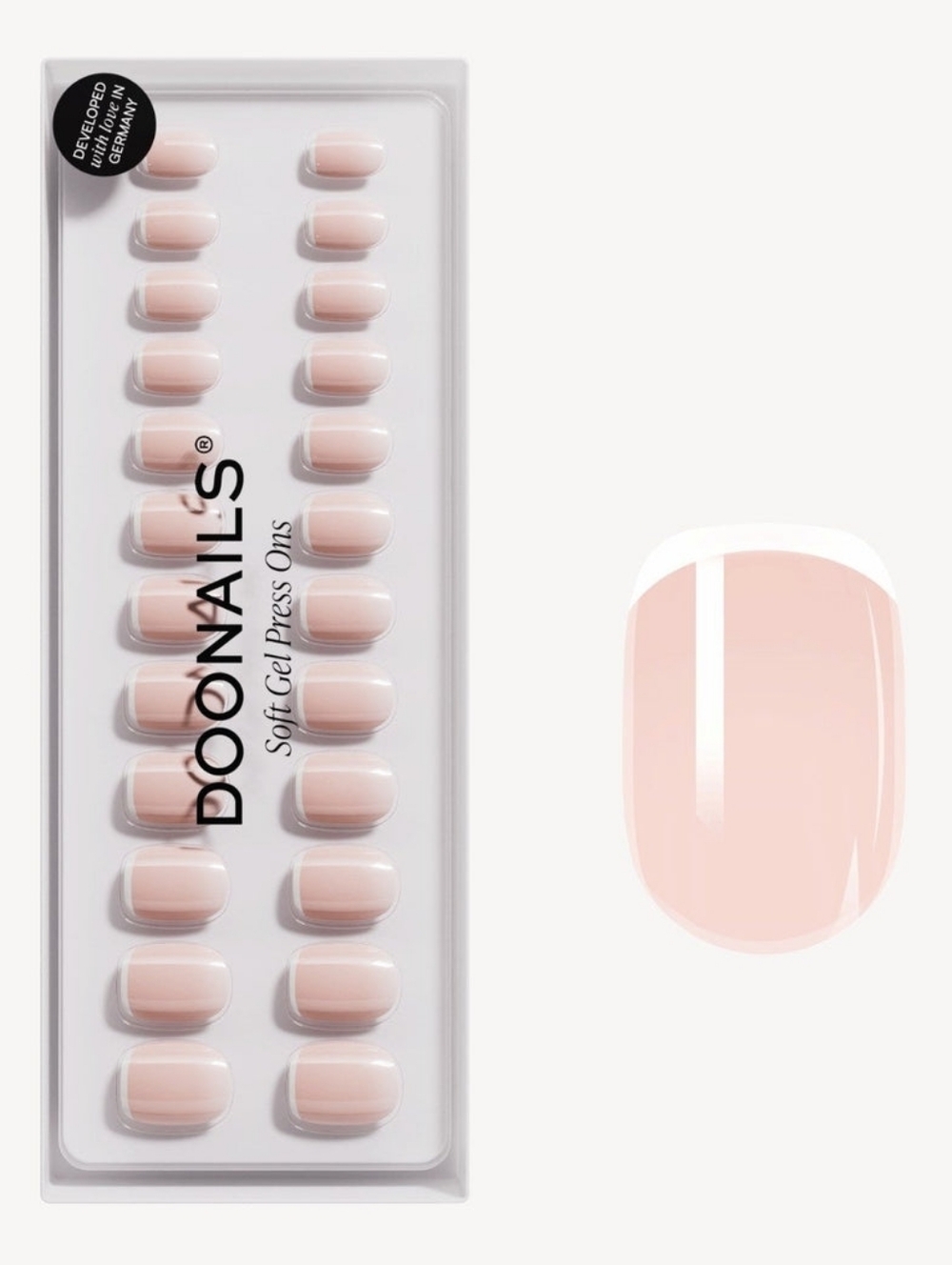 Doonails Reusable Gel Press-On Nails Set in "Classic French Extra Short Square" - Picture 2 of 13